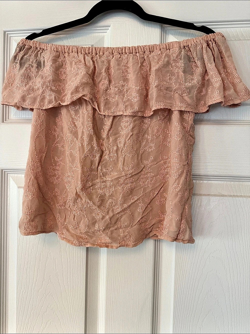 Lucky Brand Floral Off-Shoulder Blouse in Peach Size XS Like New